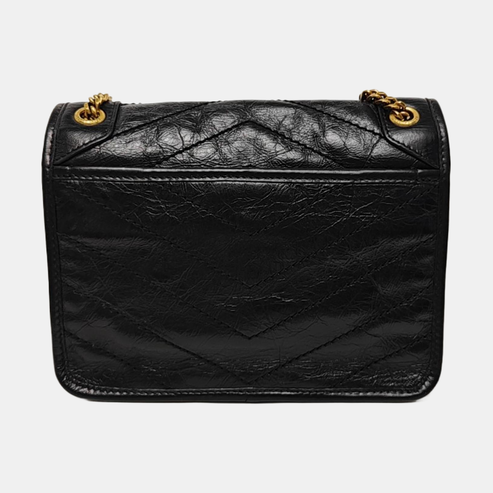 NIKI Small Chevron Calfskin Black