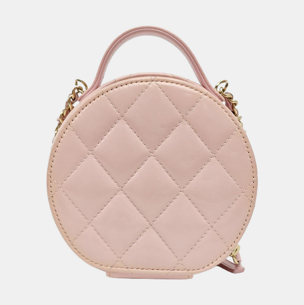 ROUND Quilted Lambskin Pink