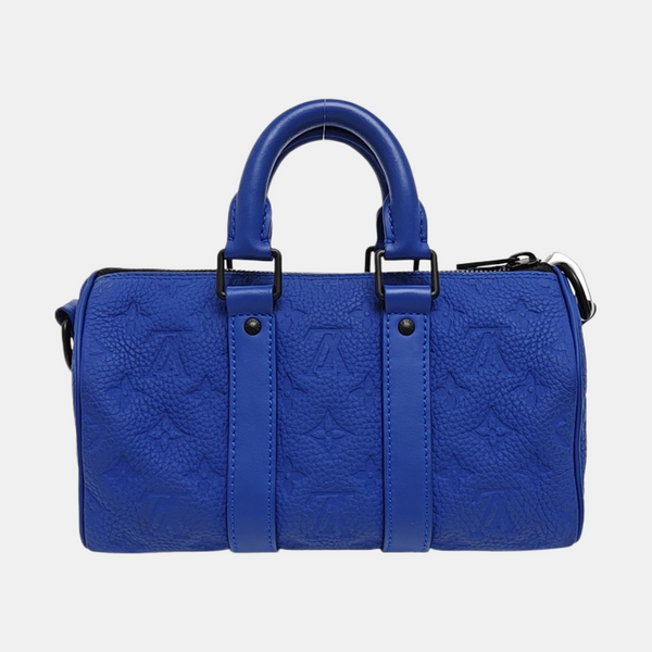 KEEPALL Monogram Calfskin Blue