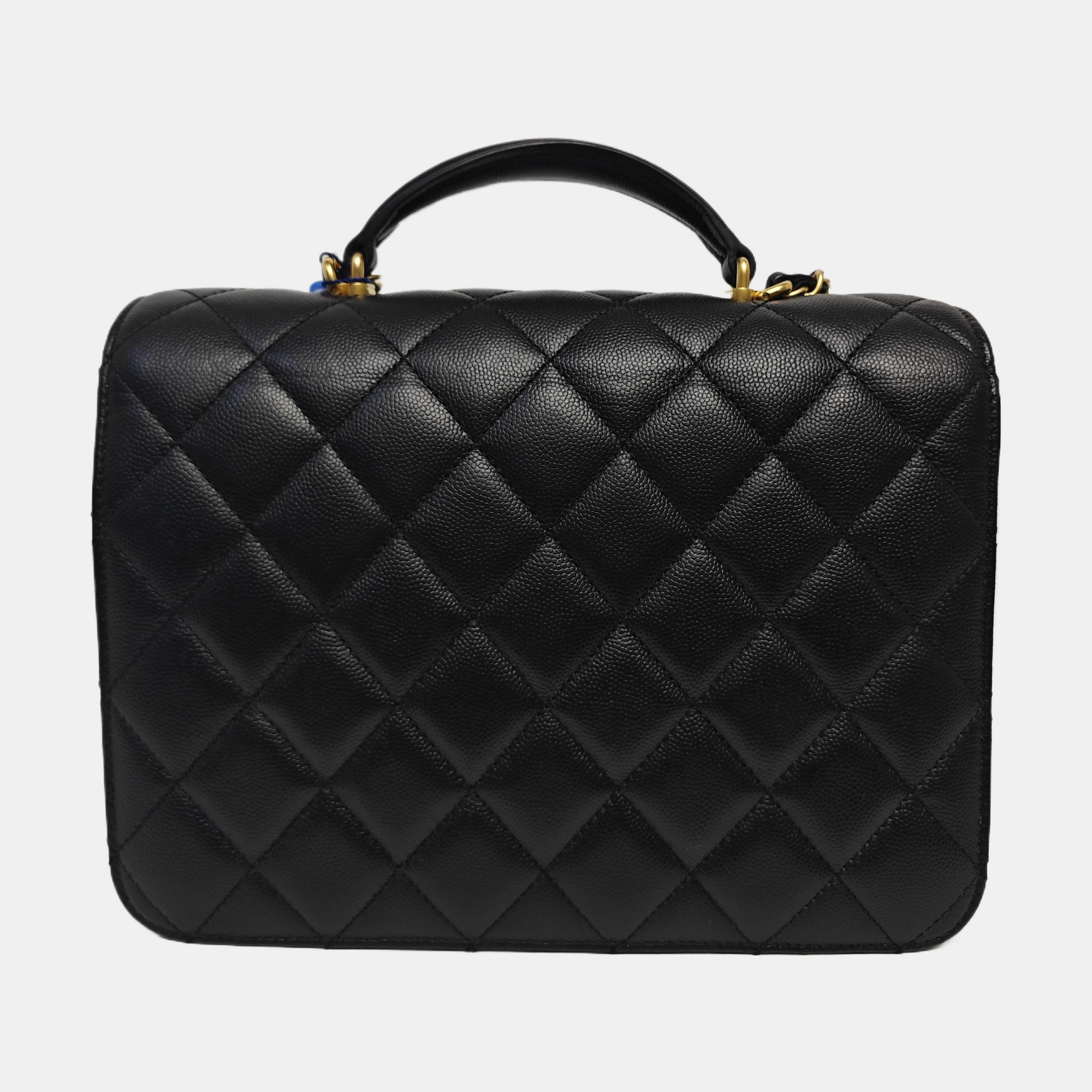 Quilted Grained Calfskin Shoulder Bag Black