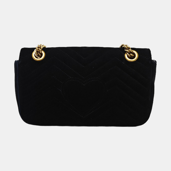 GG Marmont Medium Quilted Velvet Black