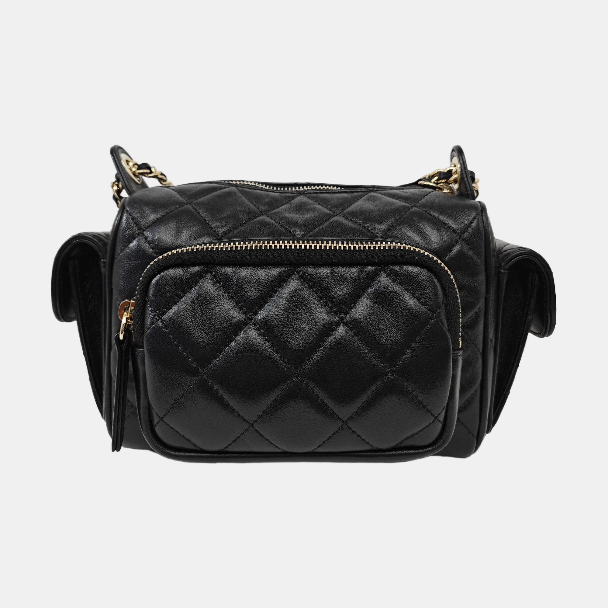 Quilted Lambskin Shoulder Bag Black