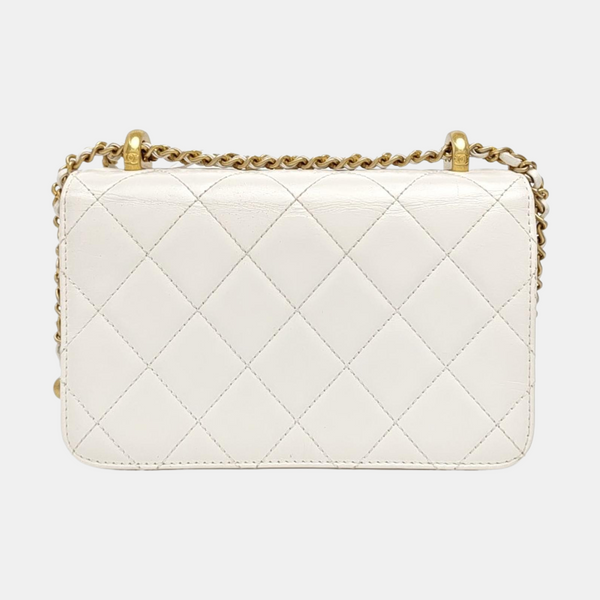 Quilted Calfskin Crossbody Bag White