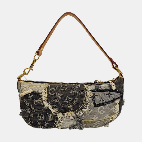 Monogram Denim Top Handle Bag Black