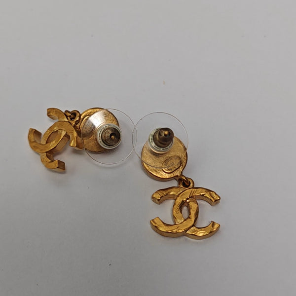 CC Logo Metal Gold Stud Earrings