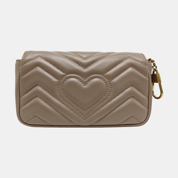 GG Marmont Mini Quilted Calfskin Beige