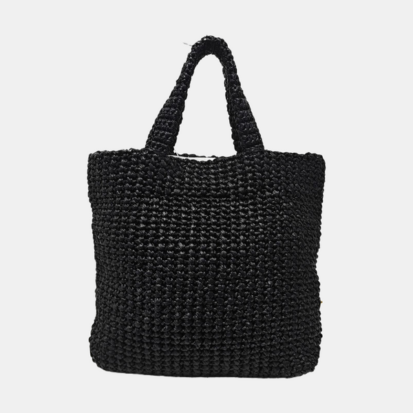 Straw Tote Bag Black