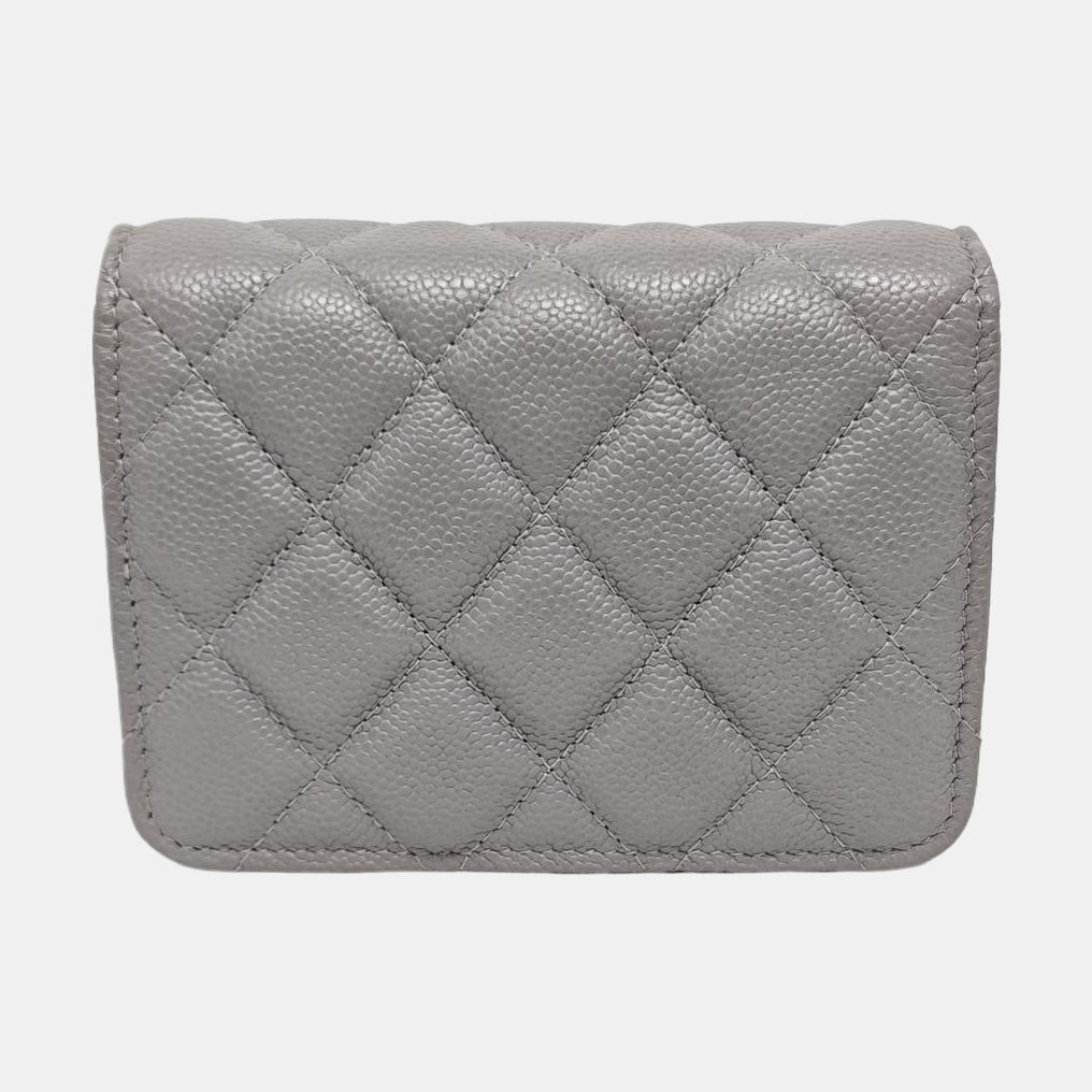 Authenticated pre-owned  WOC Quilted Grained Calfskin Grey - Shoulder Bag at Looply
