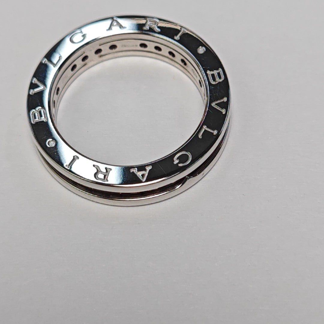B.ZERO1 18k White Gold Silver Ring EU 54