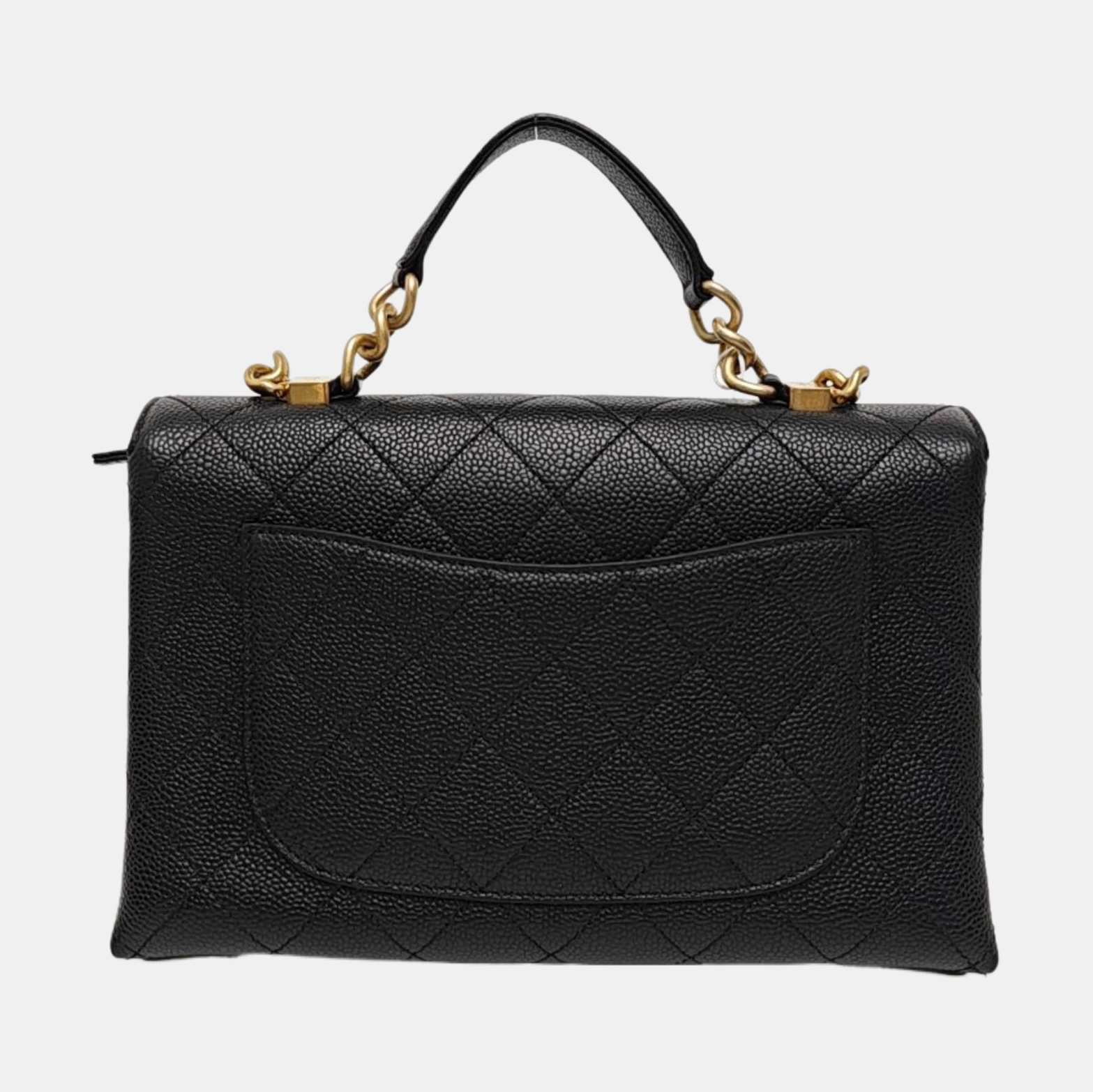 Quilted Grained Calfskin Shoulder Bag Black
