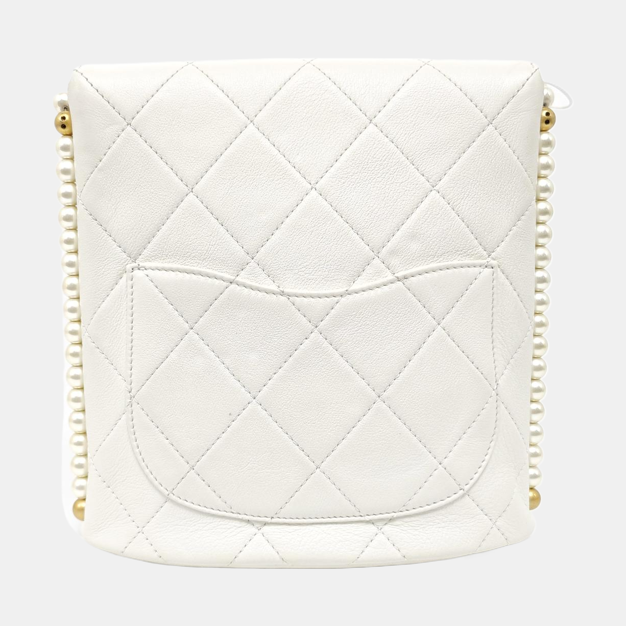 Quilted Calfskin Shoulder Bag Small White