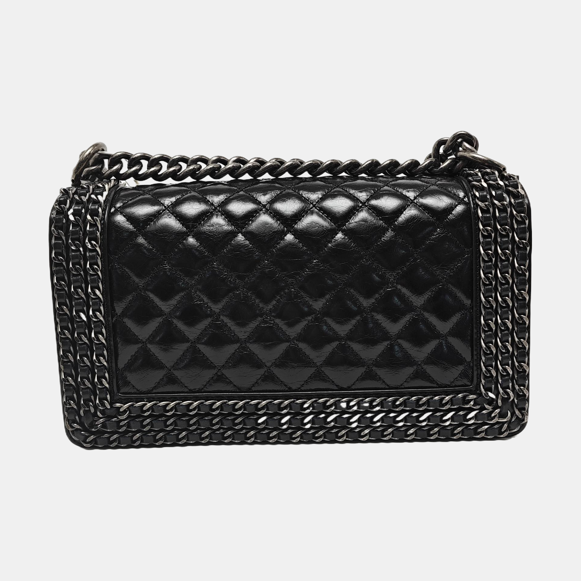Authenticated pre-owned  BOY CHANEL Medium Quilted Calfskin Black - Shoulder Bag at Looply