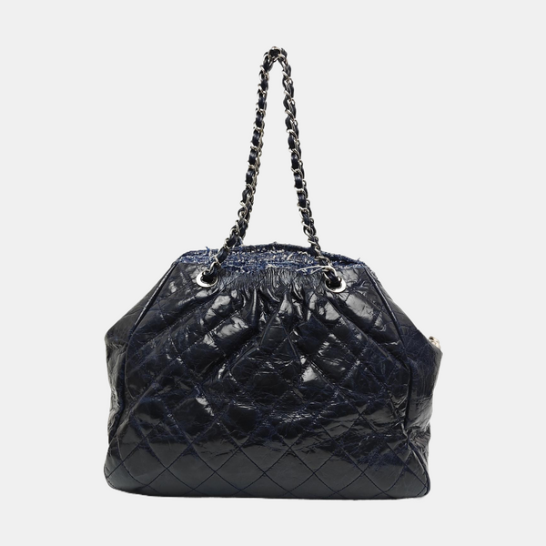Quilted Calfskin Tote Bag Blue