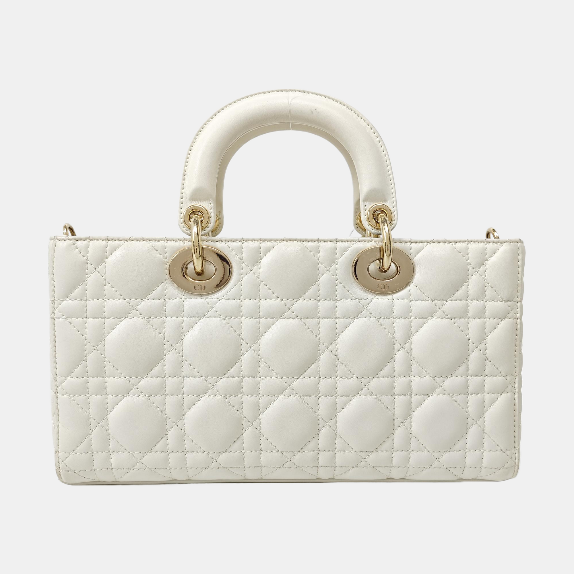Lady D-Joy Medium Cannage Lambskin White
