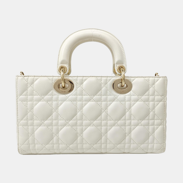 Lady D-Joy Medium Cannage Lambskin White