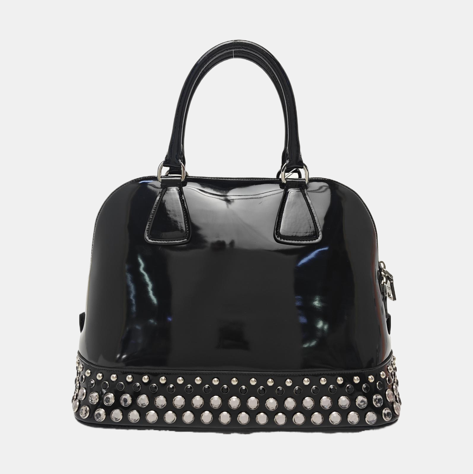 Patent Leather Top Handle Bag Black