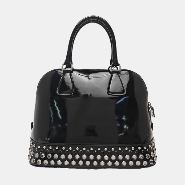 Patent Leather Top Handle Bag Black
