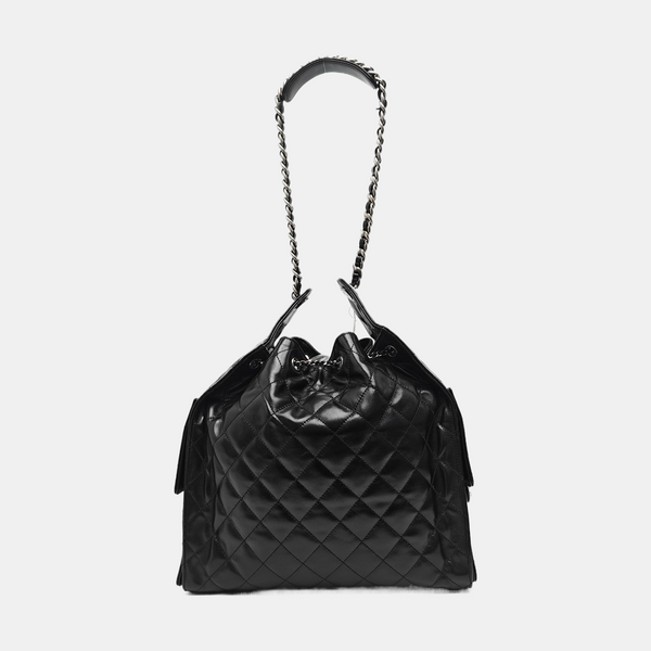 CHANEL 25 Medium Quilted Calfskin Black
