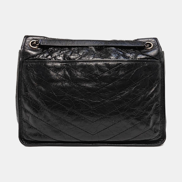 NIKI Large Chevron Calfskin Black