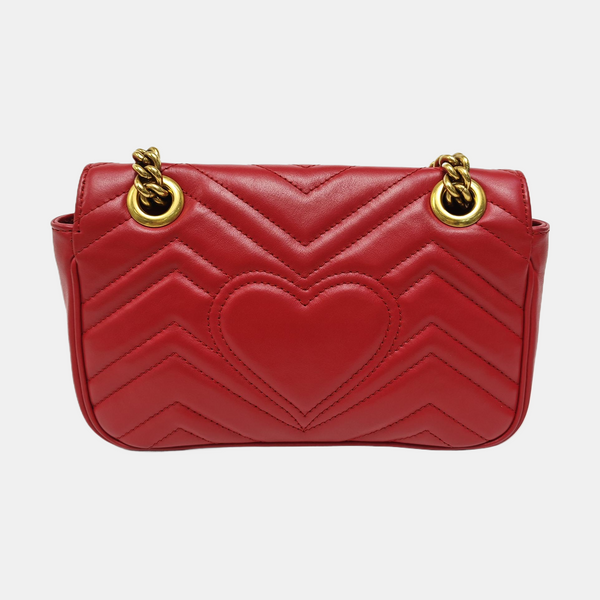 GG Marmont Small Quilted Calfskin Red