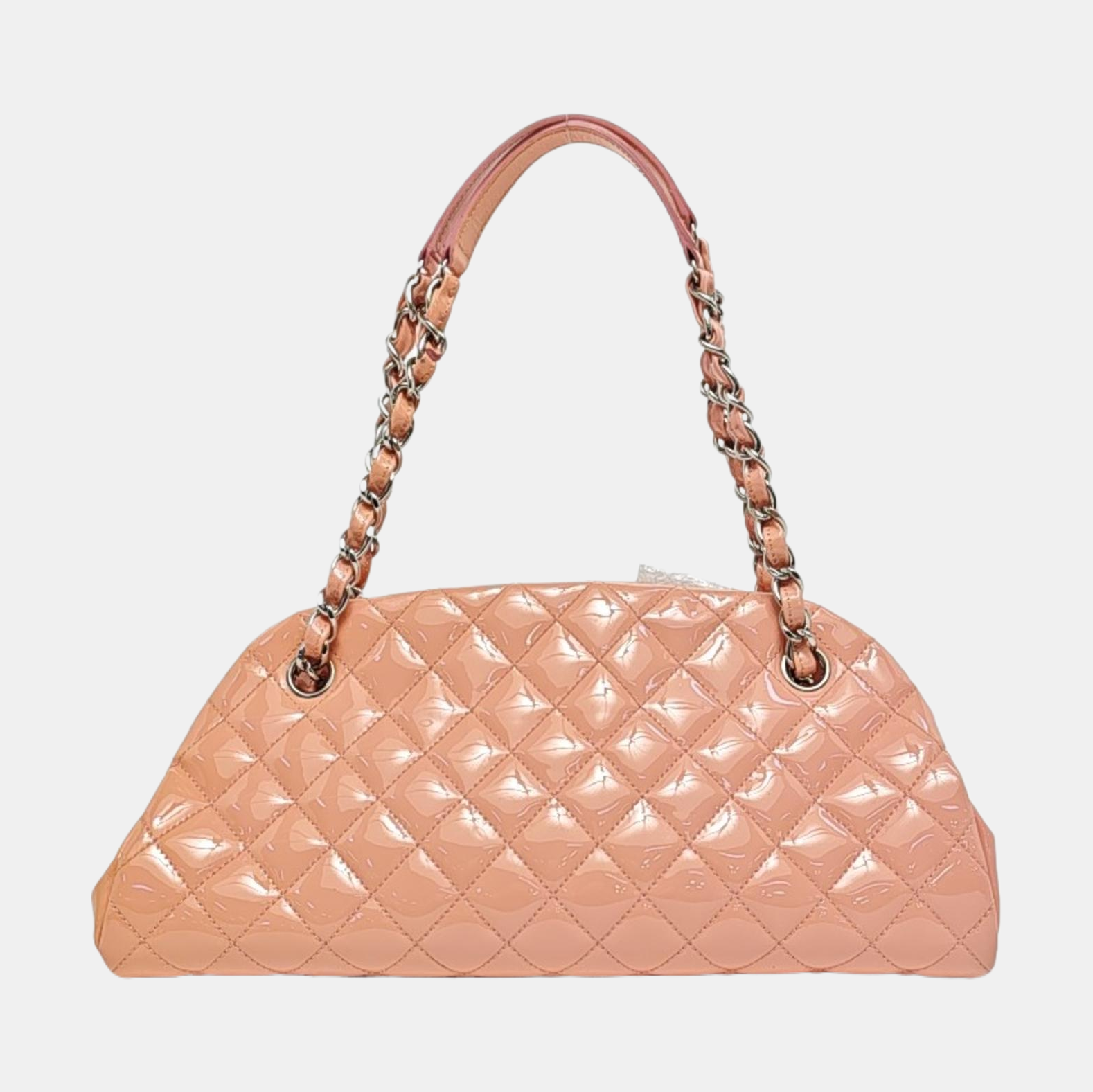 Authenticated pre-owned  JUST MADEMOISELLE Quilted Patent Leather Pink - Top Handle Bag at Looply
