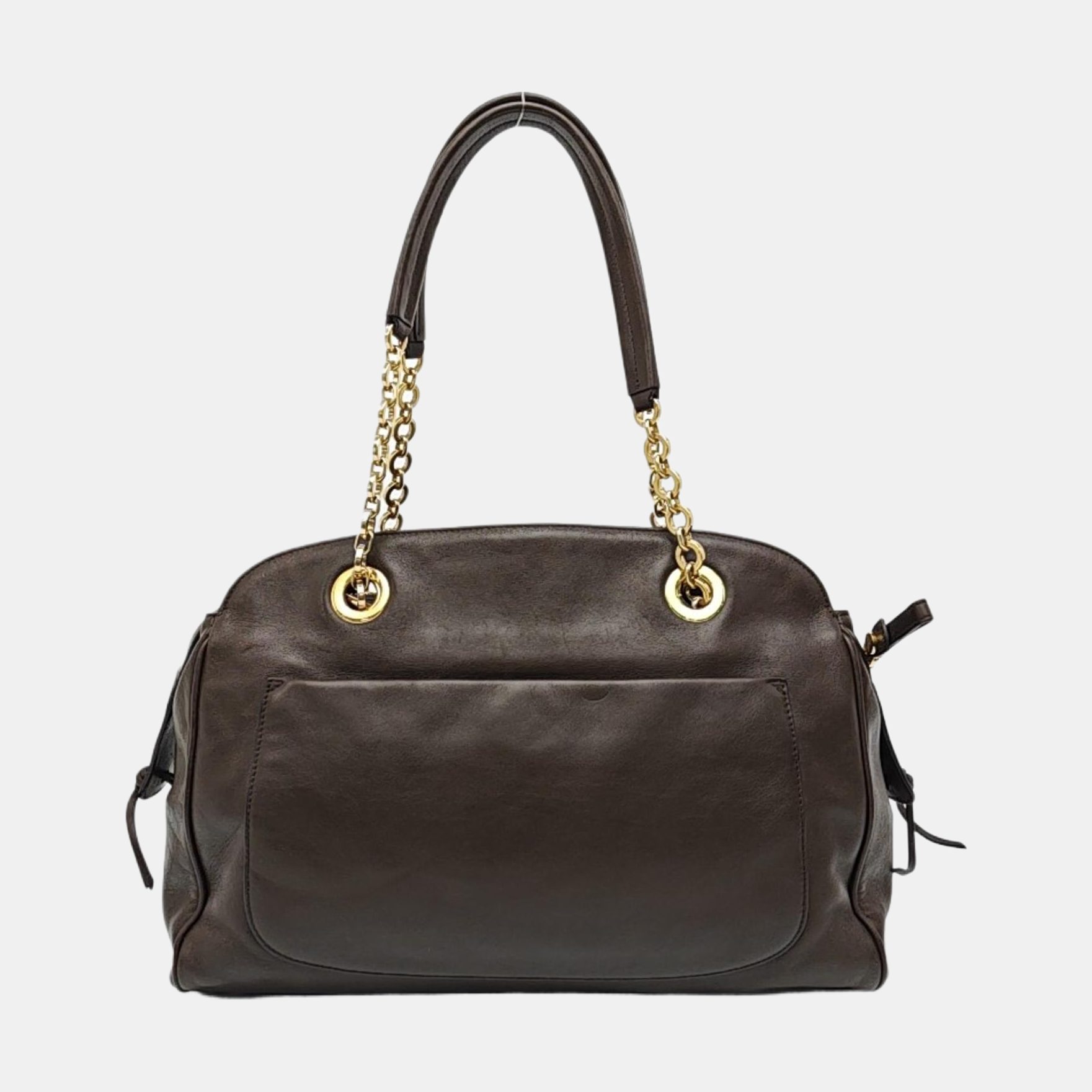 Calfskin Top Handle Bag Brown