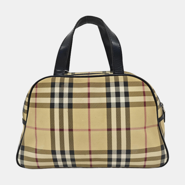 Coated Canvas Top Handle Bag Beige