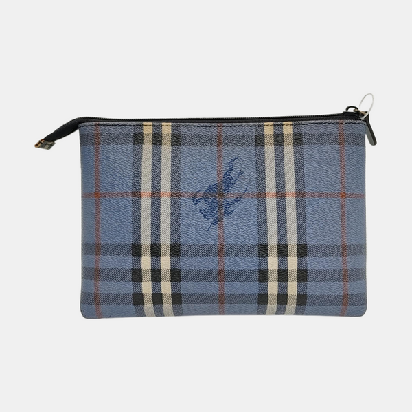 Coated Canvas Clutch Blue