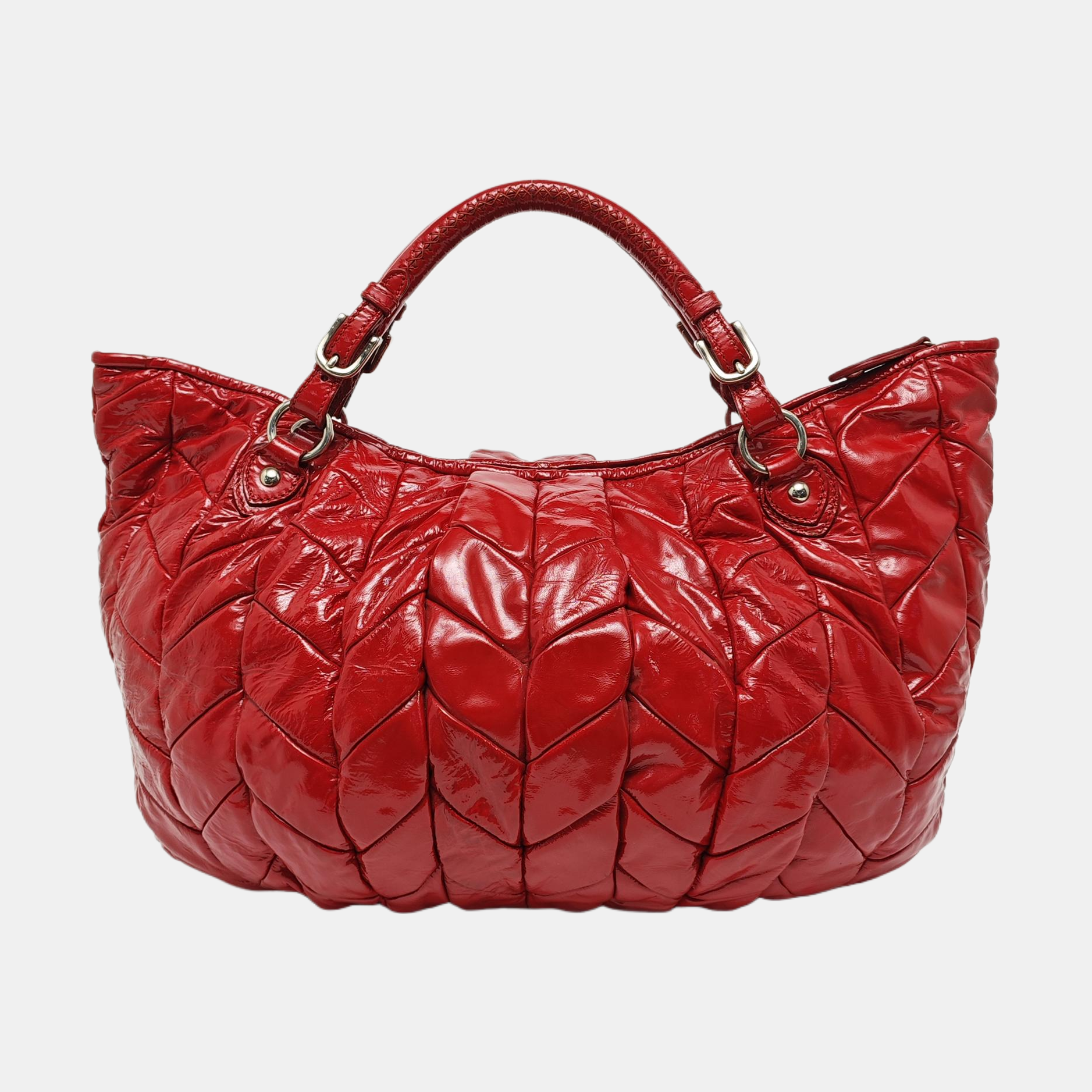 Quilted Patent Leather Shoulder Bag Red