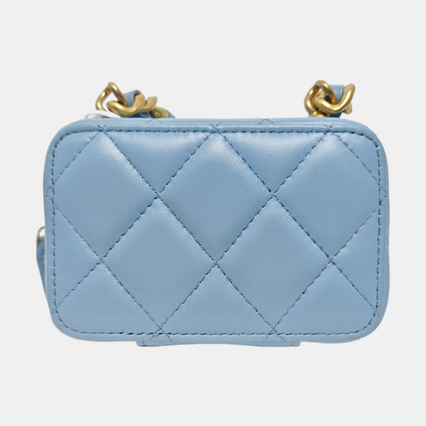 Authenticated pre-owned  VANITY CASE Quilted Lambskin Blue - Shoulder Bag at Looply