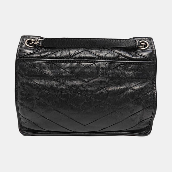 NIKI Medium Chevron Calfskin Black