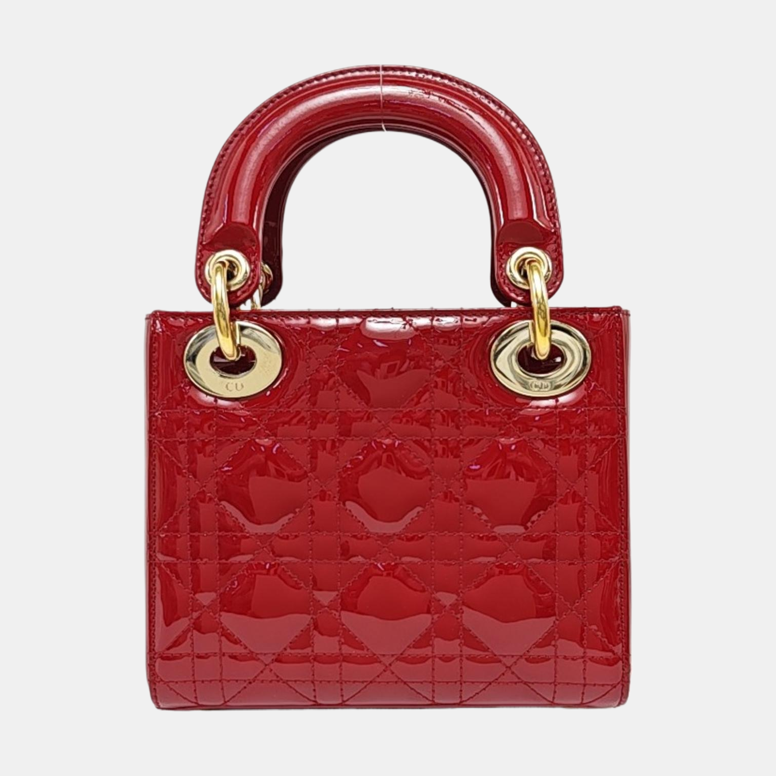 Authenticated pre-owned  Lady Dior Mini Quilted Patent Calfskin Red - Tote Bag at Looply