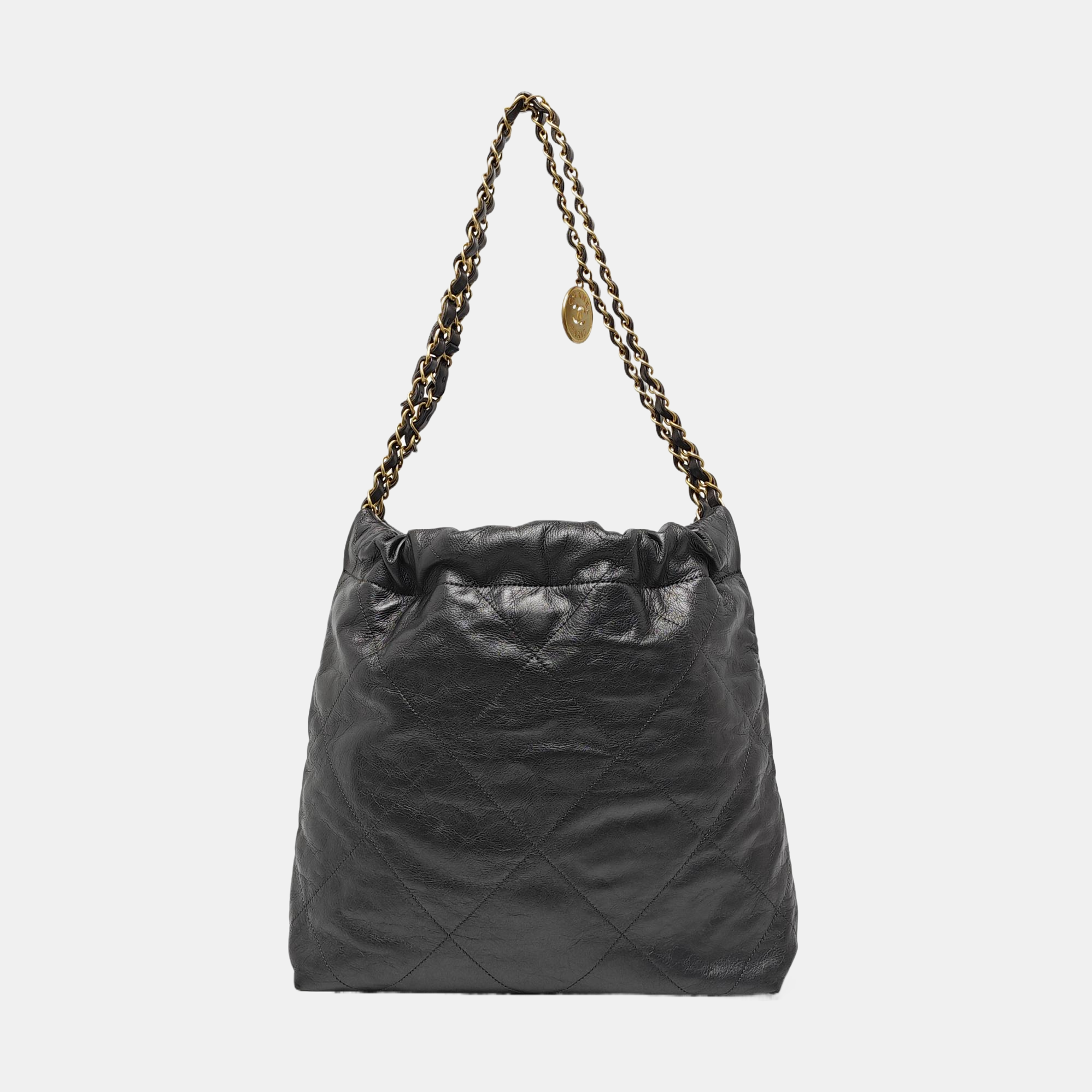CHANEL 22 Small Quilted Calfskin Gray