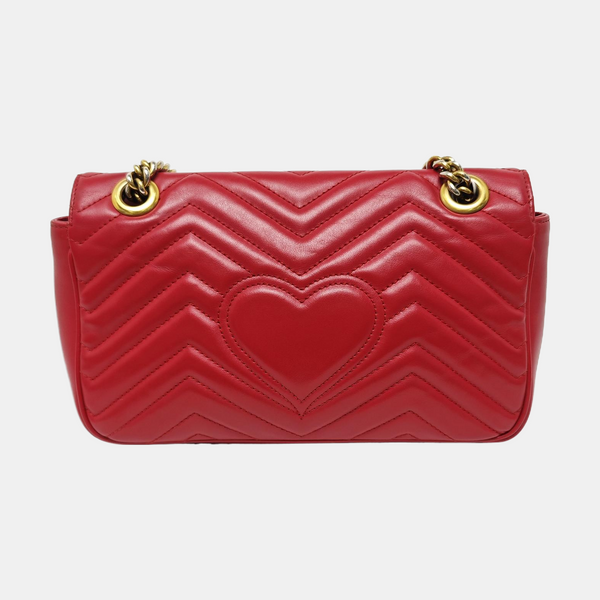 GG Marmont Medium Quilted Calfskin Red