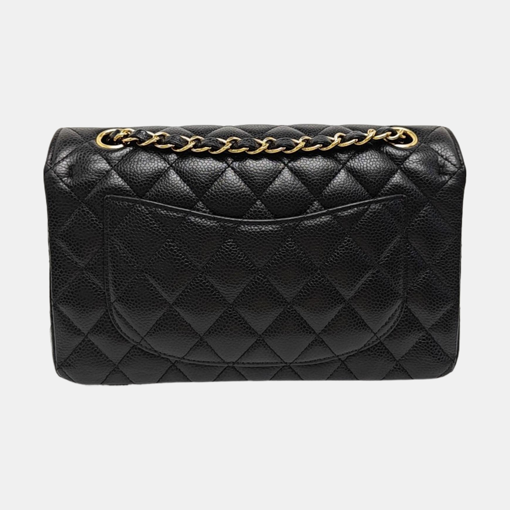 CLASSIC FLAP Small Quilted Grained Calfskin Black