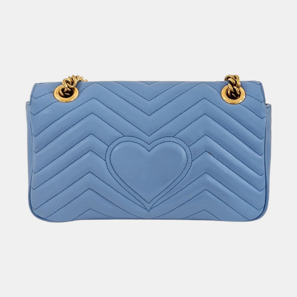 GG Marmont Medium Quilted Calfskin Blue
