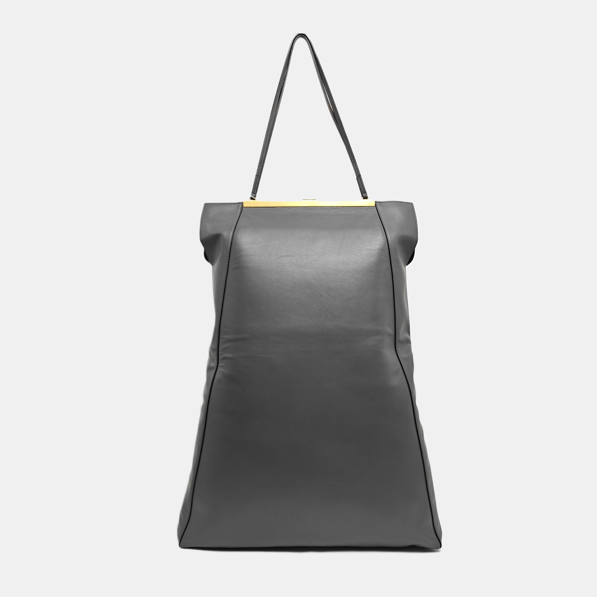 Calfskin Shoulder Bag Gray
