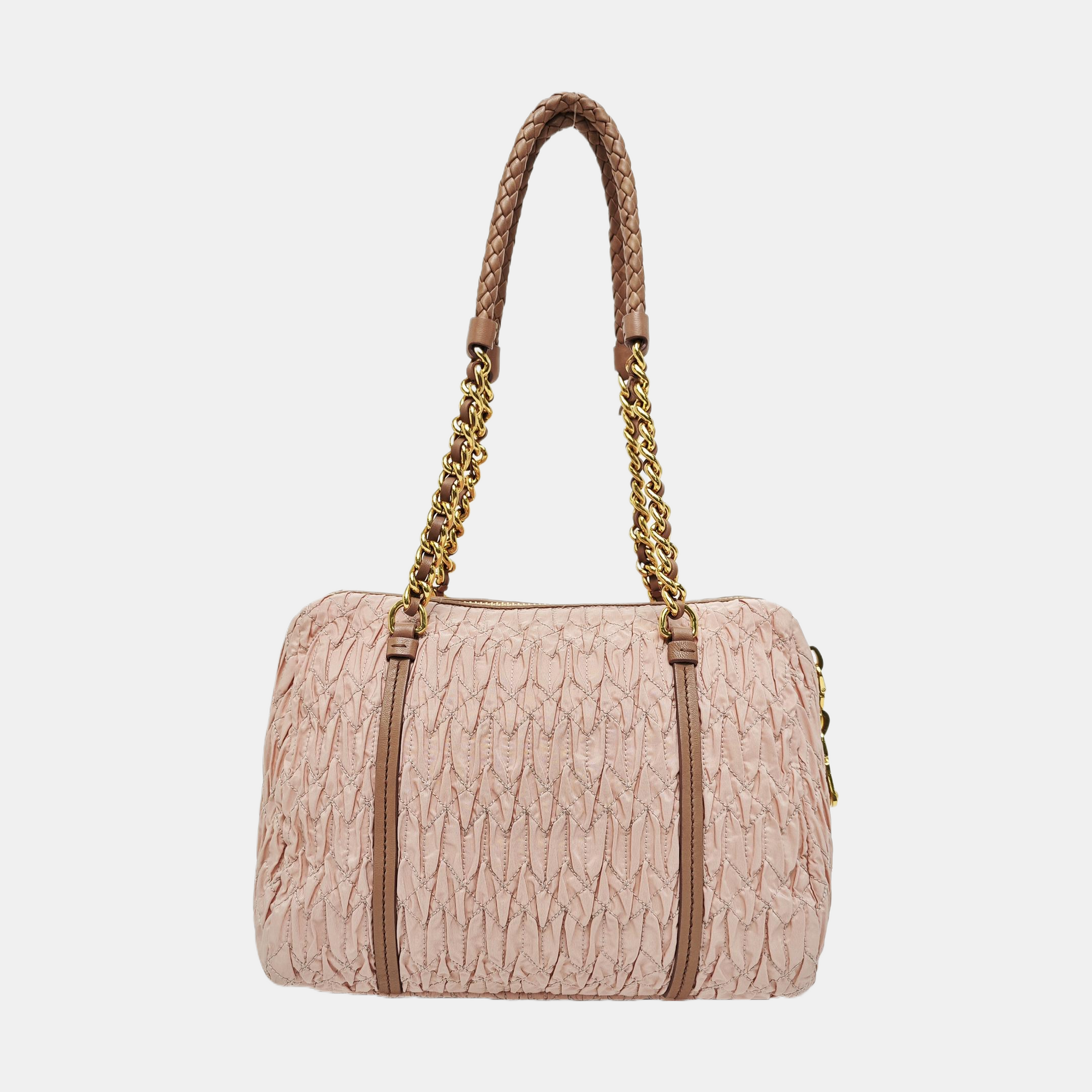 Quilted Canvas Shoulder Bag Pink