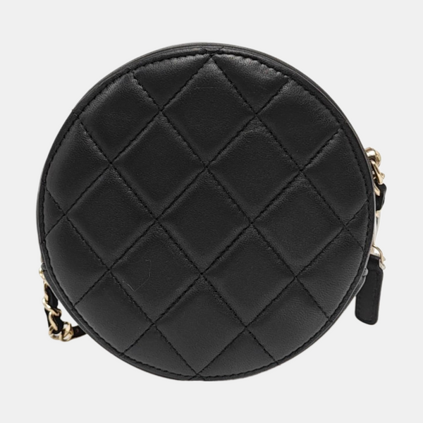 ROUND Quilted Lambskin Black