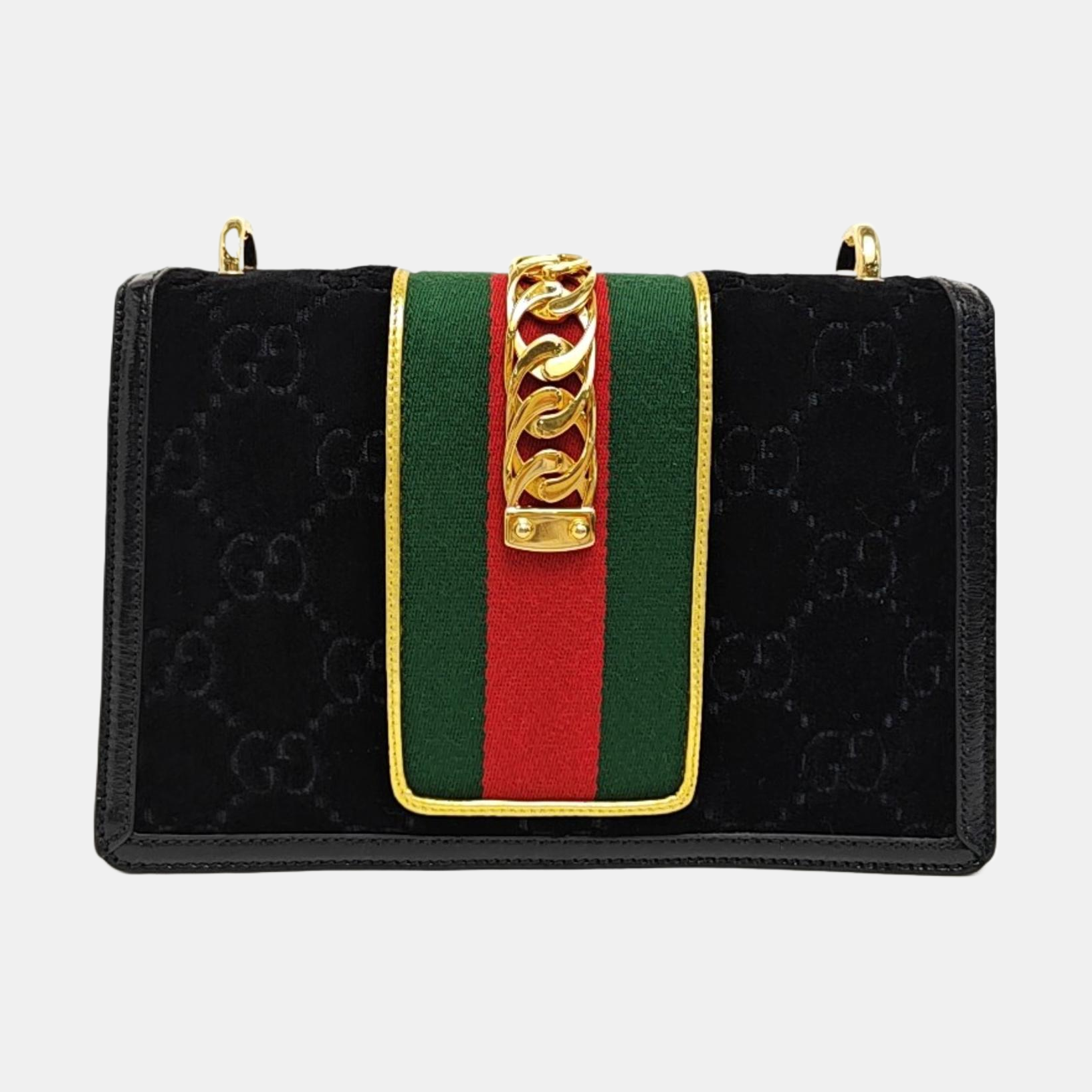 Sylvie Small Monogram Velvet Black