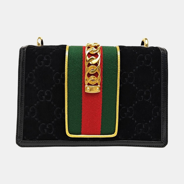 Sylvie Small Monogram Velvet Black