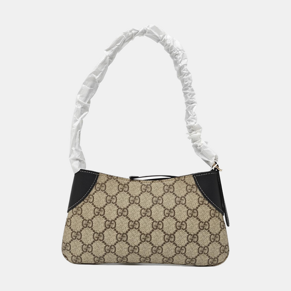 GG Emblem Small Monogram Coated Canvas Beige