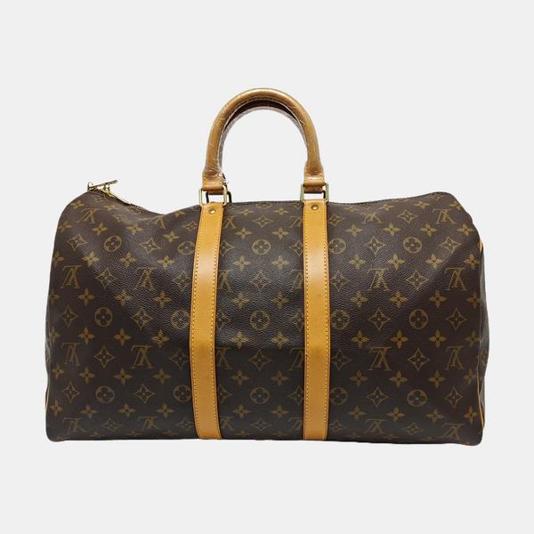 KEEPALL 45 Monogram Coated Canvas Brown