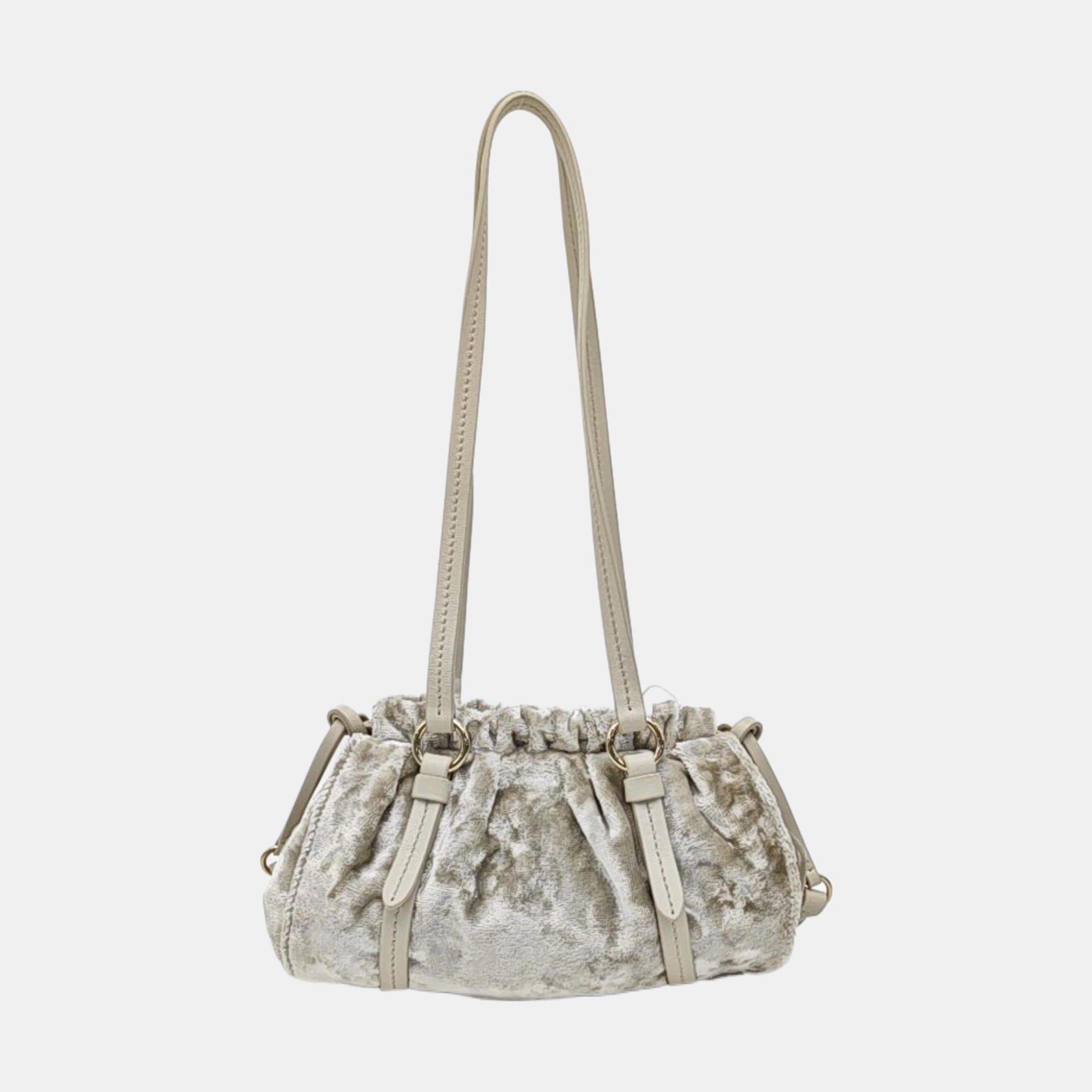 Velvet Top Handle Bag Gray