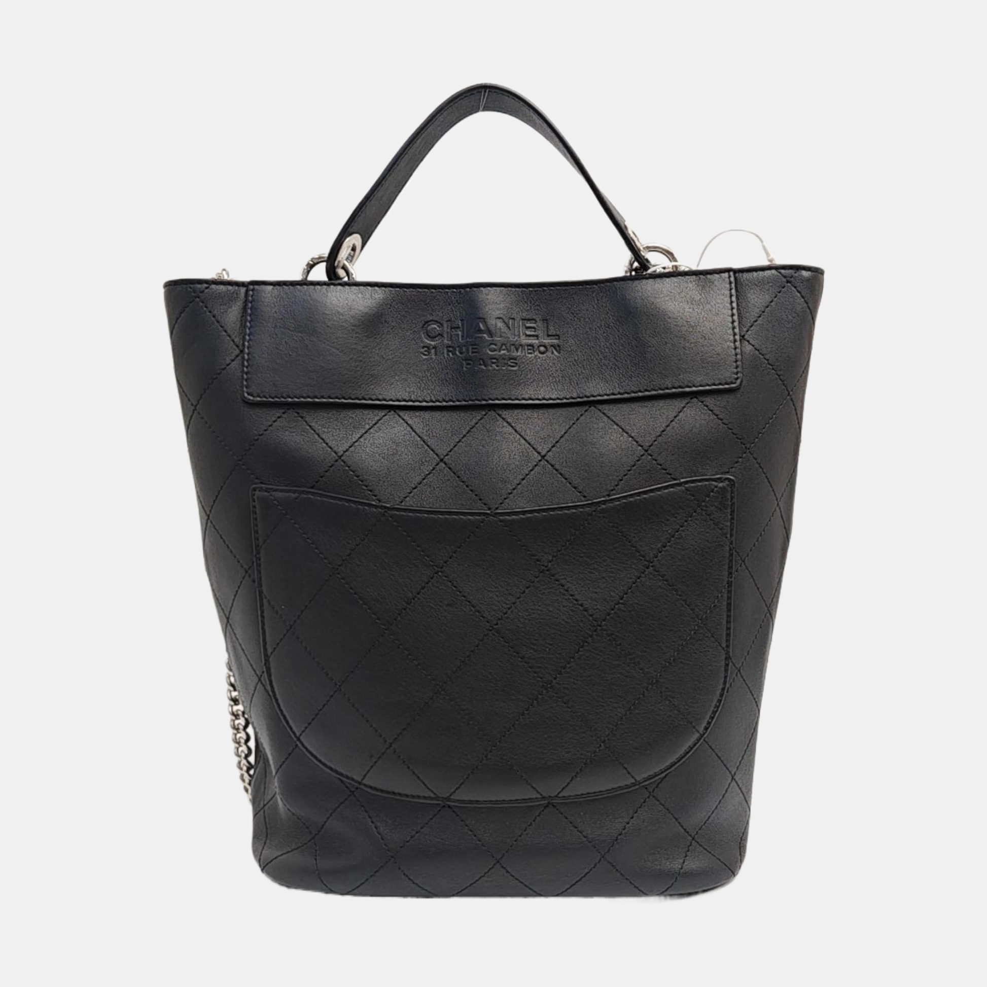 Quilted Calfskin Bucket Bag Black