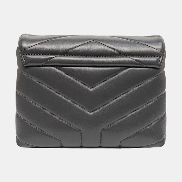 Chevron Calfskin Shoulder Bag Gray