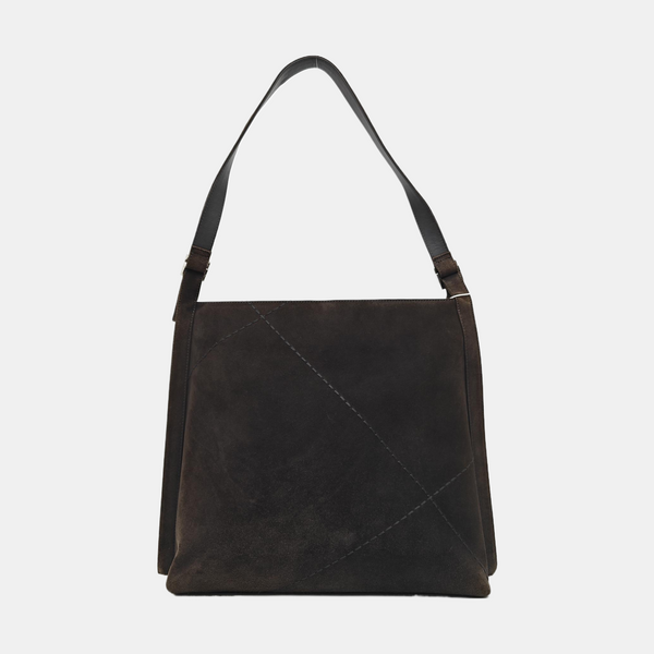 Suede Top Handle Bag Brown