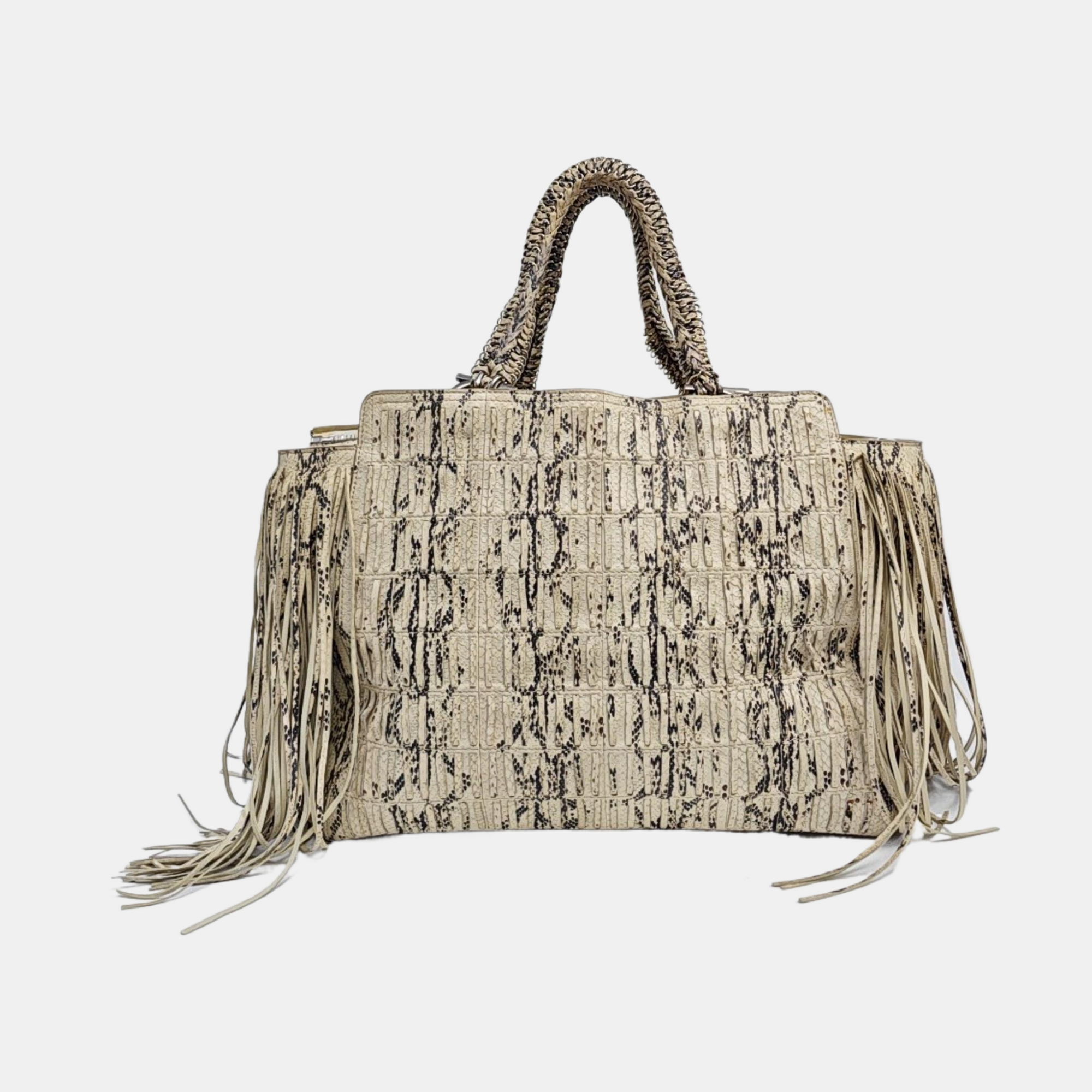 Python Top Handle Bag Beige