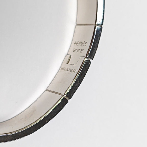 Enamel Hinged Bracelet Metal Silver Bangle
