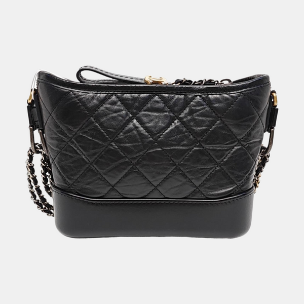 GABRIELLE Small Quilted Vintage Calf Black